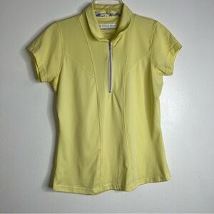 Pebble Beach Womens Dry-Luxe Yellow Golf Shirt Neckline Zip Athletic Top Sz M